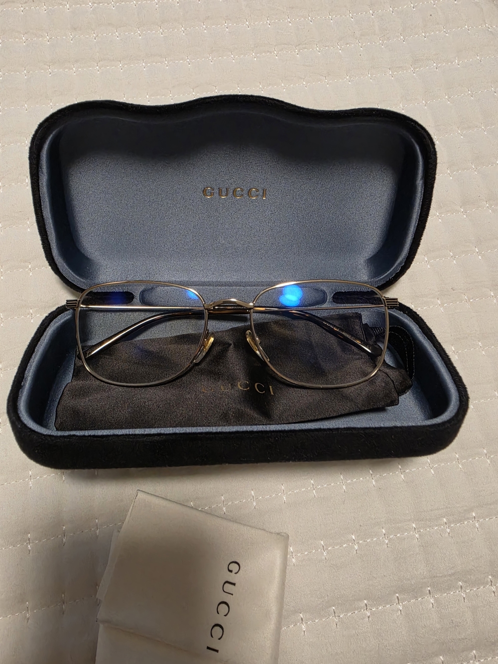 Gucci Gold Simple Metal Women's Eyeglasses